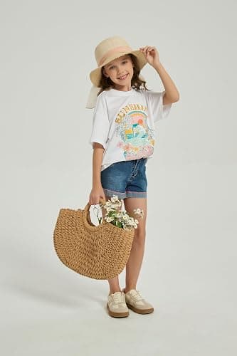 QJQ Girl's Cute Graphic T Shirts Short Sleeve Crewneck Tees Summer Trendy Preppy Tops Clothes thumbnail 7