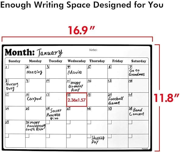 Fridge Calendar Magnetic Dry Erase Whiteboard Calendar for Refrigerator Planners 16.9 Inches X 11.8 Inches thumbnail 2