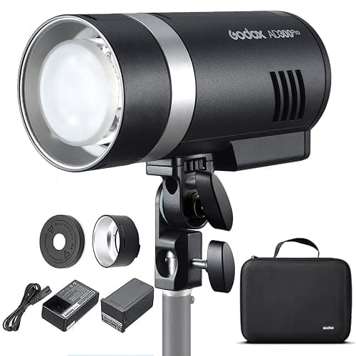 Godox AD300 Pro AD300Pro Outdoor Flash Strobe, Portable 300Ws 2.4G TTL 1/8000 HSS Monolight, 0.01-1.5s Recycle, 320 Full Power Flashes, 12W Modeling Lamp, GODOX AD 300 Pro with Rechargeable Battery - Image 1