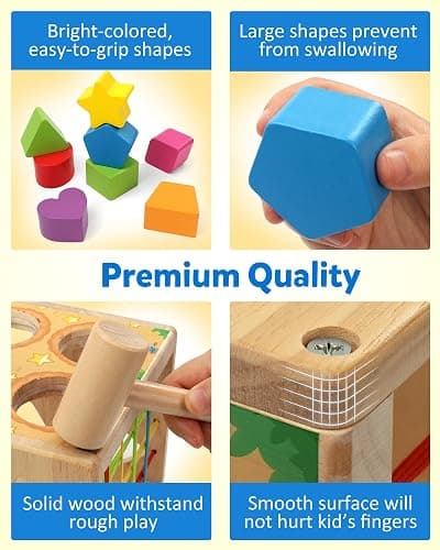 Coogam Wooden Montessori Toys for Toddlers, Shape Sorting Cube Fine Motor Skills Game for Year Old 18 Month+ Baby Boys Girls Gift thumbnail 5