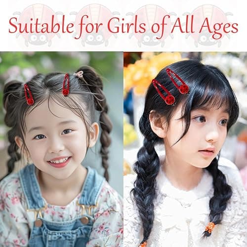 Kesvila 20 Pcs Ladybug Hair Clips, Animal Hair Clips for Girls and Women, Girl Hair Accessories, Snap Barrettes, 5cm/1.96inch, 20 Piece thumbnail 7