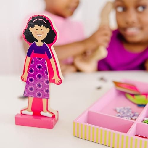 Melissa & Doug Abby and Emma Magnetic Wooden Dress-Up Dolls Play Set (55+ Pieces), Magnetic Dolls, Pretend Play & Preschool Toys for Kids 3+ thumbnail 2