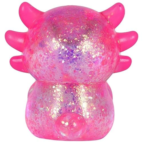 Djyxoglyn Axolotl Squishy Stress Relief Toy – Glitter Fidget Toy Cute Squeeze Toy for Kids & Adults, Sensory Anxiety Relief Squishy Toy, Party Favor Desk Fidget (Pink Sitting Style) thumbnail 10