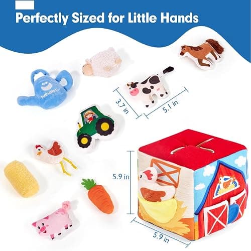hahaland Baby Seek and Find Sensory Farm Animals Plush - 13 PCS Whats Inside Box with Rattle Crinkle Squeaker 9 Month Old Baby Toys 6-12 Months Montessori Toys for 6 Month Old Gifts Stocking Stuffers thumbnail 2