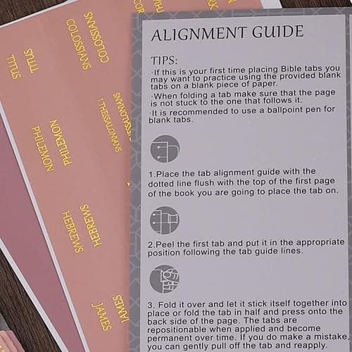 Thinkor Reposition Gold Foil Laminated Bible Tabs, Large Print Stickers, Easy to Read and Apply Bible Tabs for Women and Man (Pearl Gold Foil) thumbnail 3