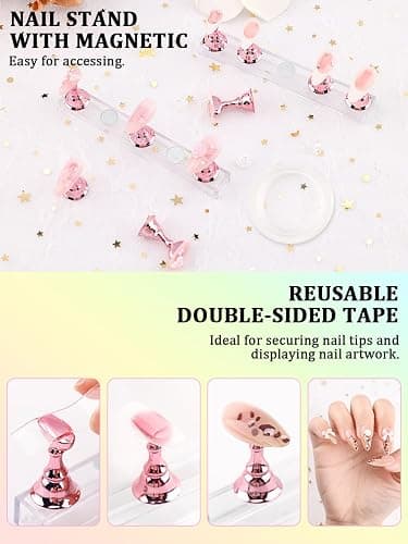 YOOVR Nail Art Tools Set, Nail Stand for Press on Holder for Painting Nails, Nail Art Brushes and Dotting Tools, Nail Design Tools Supplies, Gel Polish and Builder Brush, French Tip Brush, Liner Brush thumbnail 6
