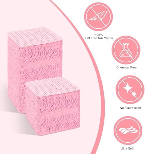 Lint Free Nail Wipes, 540PCS Nail Supplies Nail Polish Remover Wipes, Super Absorbent Soft Nail Wipes for Fingernail Polish Remover and Eyelash Extension Wipes for Nail Art thumbnail 2
