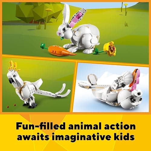 LEGO Creator 3 in 1 White Rabbit Animal Toy Building Set, STEM Toy for Kids 8+, Transforms from Bunny to Seal to Parrot Figures, Creative Play Building Toy for Boys and Girls, 31133 thumbnail 3