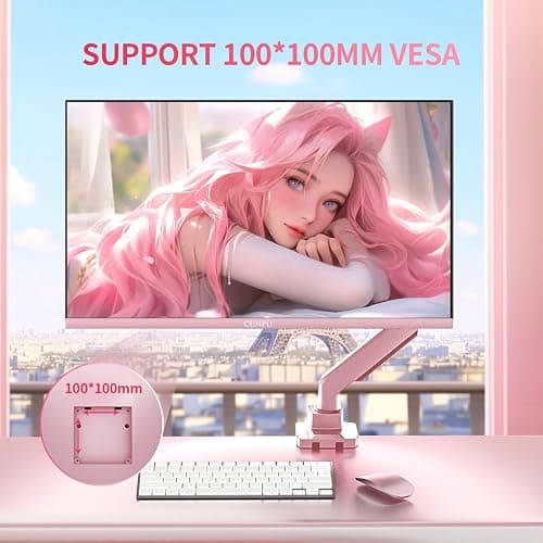 CUNPU 27 Inch Pastel Pink Gaming Monitor QHD 2560x1440 180/200Hz 1ms GTG Fast IPS Computer Monitor, 90% DCI-P3, Adaptive Sync, Built in Speaker, Height/Swivel/Tilt/Pivot Adjustable Stand, HDMI,DP thumbnail 7