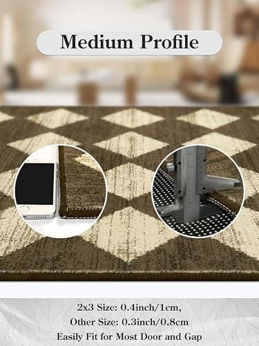 Lahome Washable Kitchen Runner Rug, Rug Runners for Hallways 6 Feet Non Slip Long Bathroom Rugs Runner, Moroccan Trellis Non Skid Low Pile Laundry Room Carpet Runners for Bedroom Entryway, 2x6 Brown thumbnail 7