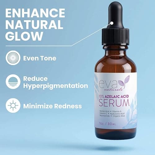 Eva Naturals Azelaic Acid Skincare Serum for Face – Facial Treatment with Niacinamide & Hyaluronic Acid Formula for Redness Soothing, Acne Breakouts, Uneven Skin Texture, Fragrance Free (1 Fl Oz) thumbnail 2