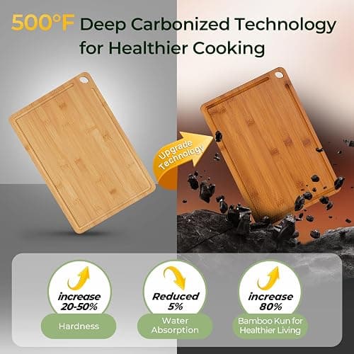 Keechee Wood Cutting Board, Carbonized Bamboo Cutting Boards Set With Smooth Surface & Easy Storage For Busy Kitchens, Ideal Charcuterie & Chopping, Durable, Knife-Friendly (4Pcs) thumbnail 2