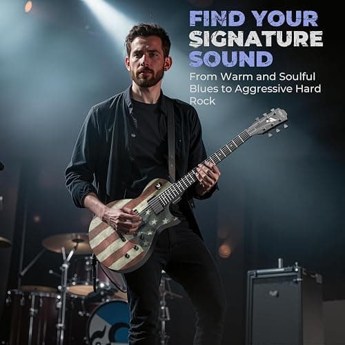 Fesley 39" LP Electric Guitar Kit: Full Size Solid Body Electric Guitars for Beginners with Humbucker Pickups,Poplar Body,Mahogany Neck,22 Frets,6 String Guitar with Gig Bag, FLP400,Matte,US Flag thumbnail 7