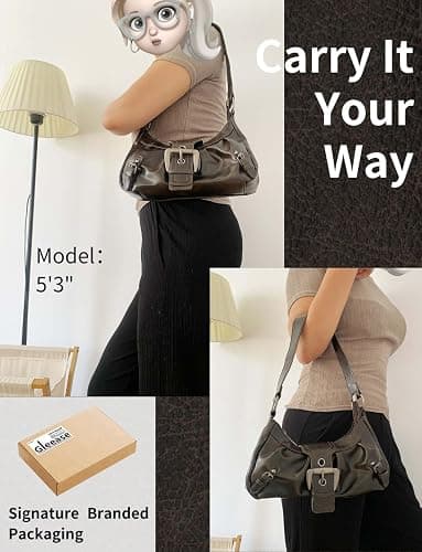 Gleease Dark Brown Purse For Women Chocolate Brown Shoulder Bag Handbag Espresso Vintage Small Leather Purse Y2K Hobo Bags thumbnail 2