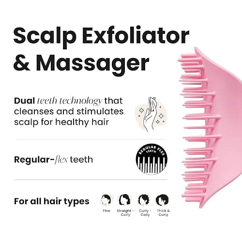 Tangle Teezer Scalp & Shampoo Hairbrush, to Exfoliate, Massage, and Cleanse, for All Hair Types, Pretty Pink thumbnail 7