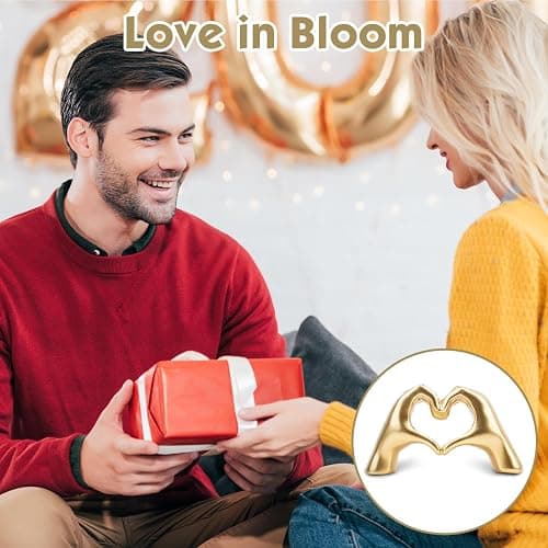 Dszemie Gold Ornaments For Living Room, Heart Hands Sculpture Bedroom Ornaments, Hand Love Gesture Statue Room Accessories, Loved Finger Sculpture Home Decoration Gifts For Women Men Girls Mom Bestie thumbnail 6