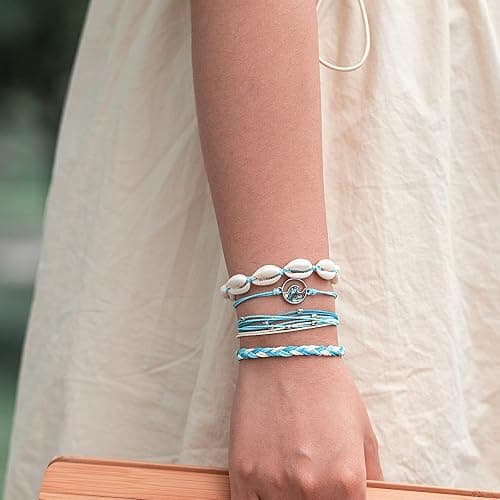 Boho Wave Shell Beaded String Bracelets Cute Braided Summer Beach Jewelry | Adjustable Stackable Friendship Gifts Abalone Cowrie Waterproof Thread Plus Size Layered Surfer Accessories for Women thumbnail 5