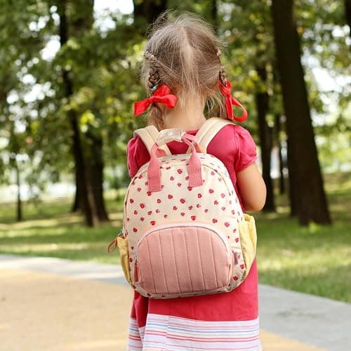 GAGAKU Toddler Backpack for Girls 2-4 Strawberry Cute Preschool Kindergarten Backpack with Name Tag Soft Cotton Small Bookbag for Daycare Lightweight Adjustable Straps with Chest Buckle thumbnail 2