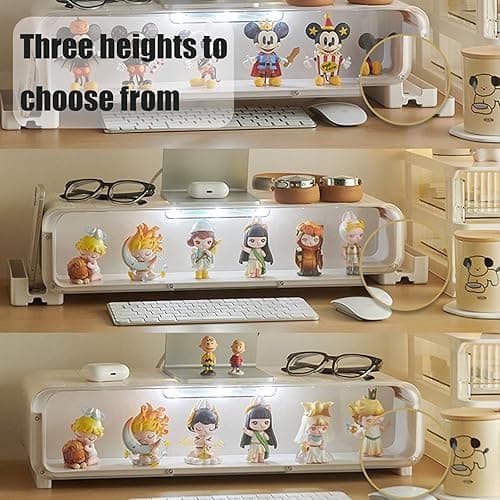 WMM Monitor Stand Riser, Computer Monitor Stand with Drawer and Display Minifigures, Computer Desktop Stand with Lights, Removable Elevated Structure, Compatible with Computers, Desktops, and Laptops thumbnail 6