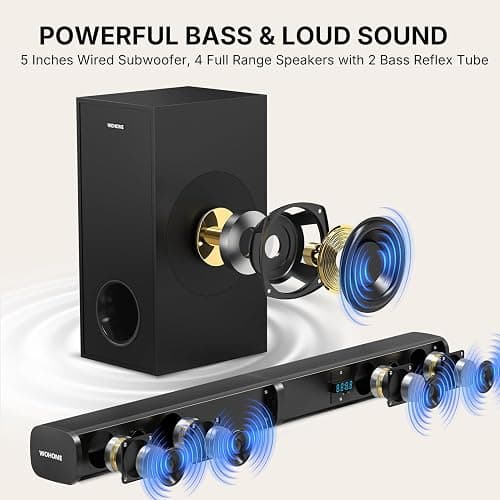 Wohome 2 in 1 Detachable Sound bar with Subwoofers, 4.1 Channel Bluetooth Sound Bar for Smart TV, Home Theater Surround Sound System, Optical,HDMI-ARC, USB Input, Bass Adjust, Remote/Button Control thumbnail 2