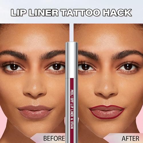 Cilrofelr Peel Off Lip Liner Stain, Long Wear Tattoo Lip Liner with Tweezer, Peel Off Lip Stain with Matte Finish, Long Lasting, Waterproof, Transfer-proof, Highly Pigmented Color (Berry) thumbnail 2