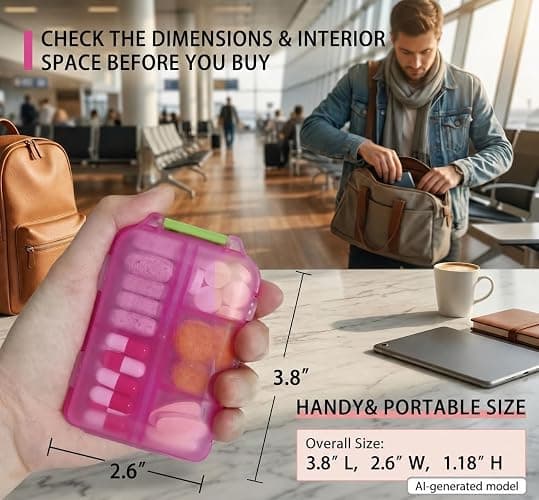 Pill Organizer with 161 Medicine Labels, Daily Travel Pill Case (White) | Compact 10-compartment pill case and pill box with 161 medicine labels for 7-day planning, vitamins, supplements, and travel thumbnail 4