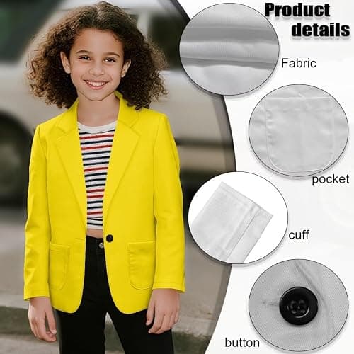 Pointodoor Girls Long Sleeve Blazers Casual One Button Blazer Suits Regular Fit Open Front Suit Jacket with Pocket thumbnail 6