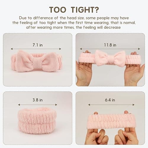 WSYUB Spa Headband and Wristband Set, Face Wash Headband, Makeup Skincare Headbands Wrist Bands for Washing Face,6pcs thumbnail 3