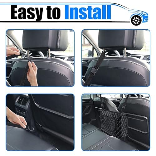 BFXM Car Purse Holder Between Seats, Leather Auto Front Seat Handbag Organizer Pocket, Large Capacity Car Net Pocket Handbag Holder, Backseat Barrier Storage Bag Fits for Car, Truck, SUV thumbnail 4