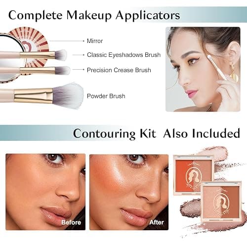 Color Nymph Makeup Kit for Teen Girls Full Makeup Set with Train Case Green | Full Makeup Kit for Teen Girls, 17pcs Makeup Set, Green Makeup Train Case, Eyeshadow,Mirror,Cosmetic Tool,Detachable to Carry thumbnail 8