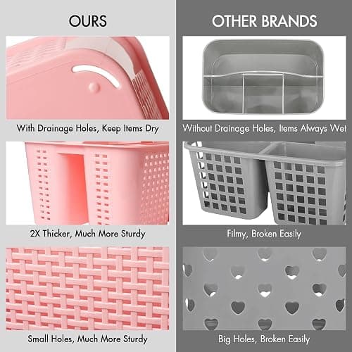 Tiawudi Portable Shower Caddy, Caddy Organizer with Handle, Plastic Shower Basket Hold Soap, Shampoo, Hair Supplies and Beauty Products, Cleaning Supplies Organizer for Home, Dorm, Shelf and Cabinet thumbnail 5