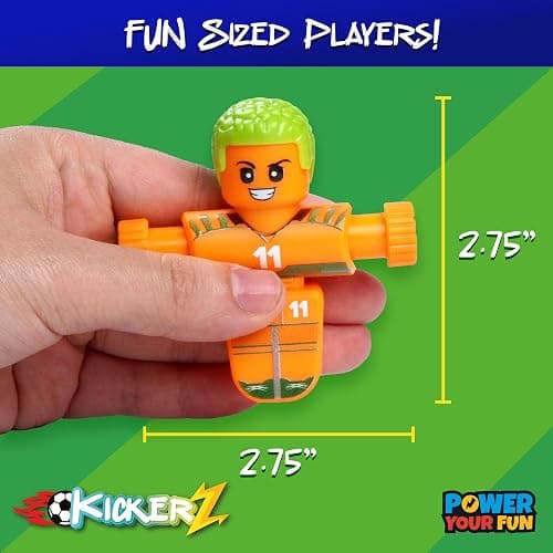 Power Your Fun KickerZ Soccer Fidgets Game Set- 8pc Tabletop Soccer Mini Fidget Toys with 4 Players, 2 Goals, 2 Balls, Foosball Spinner Fidget for Kids Teens Adults Sensory Toy Multiplayer Travel Game thumbnail 2