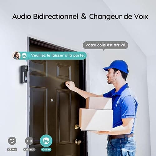 BOIFUN 2K FHD Sonnette sans Fil avec Camera, Installation Facile, Détection Humaine PIR, Vision Nocturne Couleur, Sécurité Améliorée, Audio Bidirectionnel, IP66 Étanche, Supporte Uniquement 2,4 GHz - Noir thumbnail 7