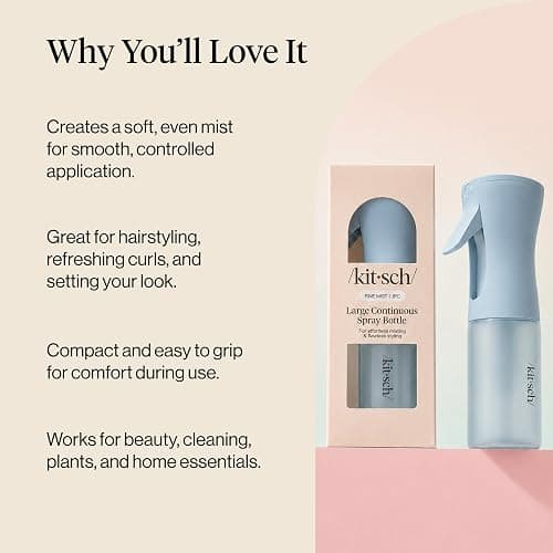 Kitsch Large Continuous Spray Bottle for Hair – Haze Blue, 180ml | Fine Mister Spray Bottle & Water Spray Bottle – Recycled Hair Spray Bottle – Spray Bottles for Cleaning, Styling, & More thumbnail 5