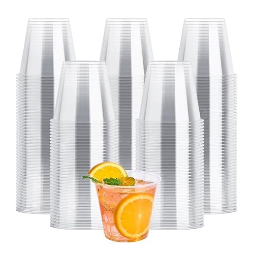 JOLLY CHEF 100 Pack Clear Plastic Cups, 9 oz Crystal PET Party Cups, Classic Clear Disposable Wine Cup for Wedding, Thanksgiving, Birthday, Halloween, Christmas Party - Image 1