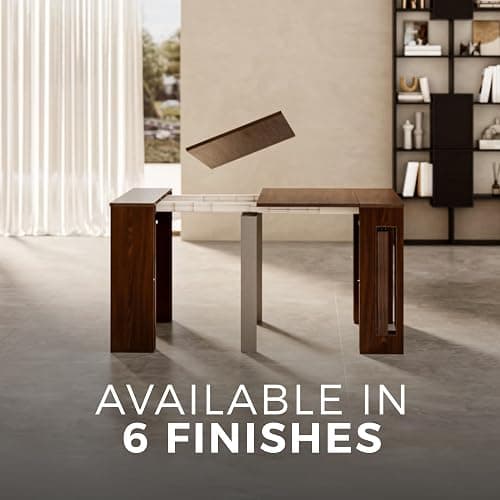 Mobili Fiver, Easy, Extendable Console Table with Extension Leaves Holder, 17.7(120.1) x35.4 in, Walnut, for 4-12 People, Space Saving Dining Table for Entrance, Living Room, Italian Furniture thumbnail 8