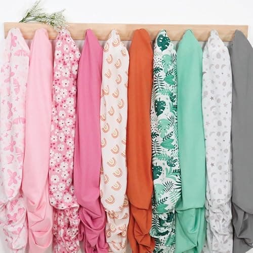 The Peanutshell 4-Pack Fitted Crib Sheet Set - Super Soft & Breathable Baby Girl Crib Sheets, Nursery Decor, Fit for Standard Mattress Cover- Whimsical Floral thumbnail 7