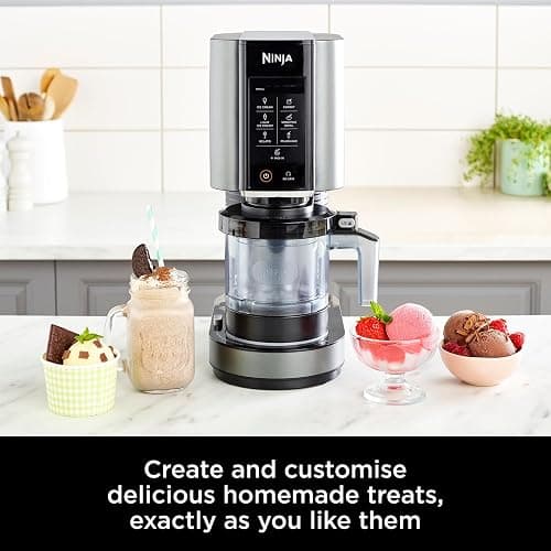 Ninja CREAMi Ice Cream Maker & Frozen Dessert Maker with 3 Tubs, 7 Programs, Makes Ice Cream, Gelato, Sorbet, Smoothie Bowl, Milkshakes and more, Black/Silver, Makes 1.4L of Ice Cream, NC300UK thumbnail 13