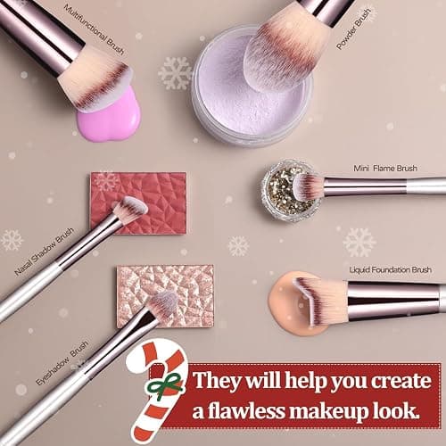 BS-MALL Makeup Brush Set 18 Pcs Premium Synthetic Foundation Powder Concealers Eye shadows Blush Makeup Brushes with black case thumbnail 5
