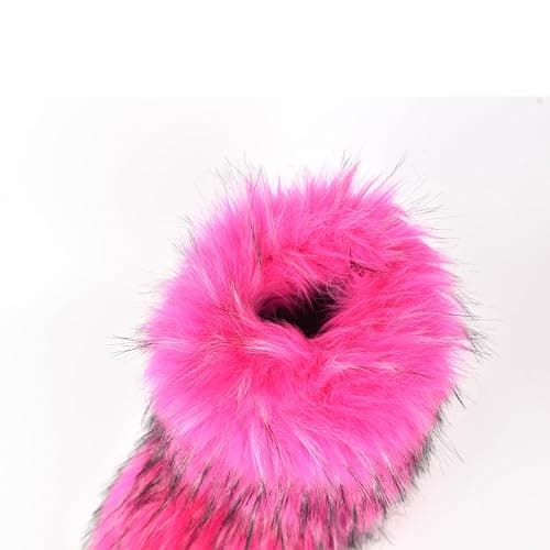 qenqenr Fashion Fur Boots,Flat Heel Comfy Plush Warm Snow Booties,2025 Winter Outdoors Furry Boots,Mid-Calf Faux fur Boot for Women. thumbnail 5