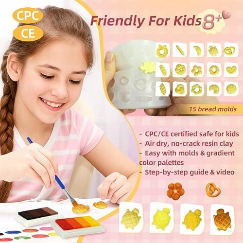 iLAND Girls Crafts Ages 8-12 Creative Craft Kits for Kids and Adults DIY Mini Bakery Miniature Food Toys Air Dry Clay for Kids Fun Family Game Night 9 10 11 Year Old Girl Gift Birthday Gift Ideas Cute thumbnail 3