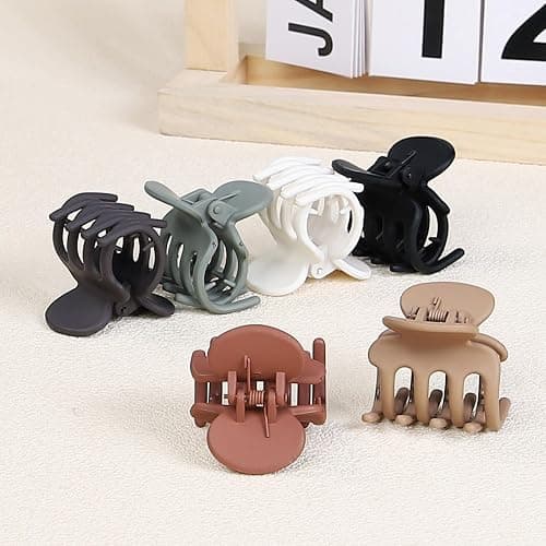 USDNICE 6 Pcs Hair Clips Small Claw Clips for Thin Hair Medium Matte Non-slip Hair Accessories for Women and Girls (Brown) thumbnail 7