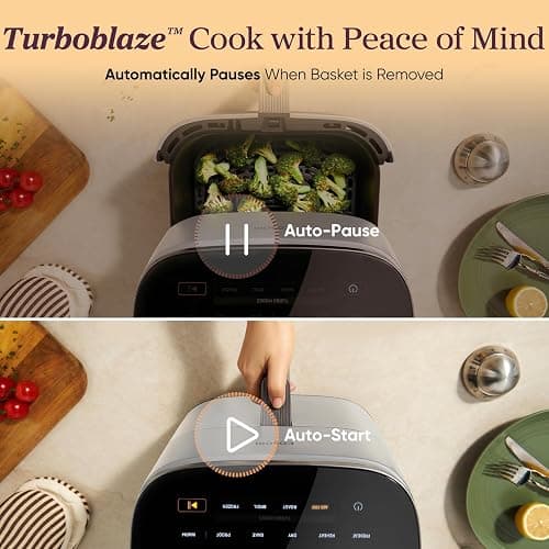 Cosori 9-in-1 TurboBlaze Air Fryer 6 Qt, Premium Ceramic Coating, 90°–450°F, Precise Heating for Even Results, Air Fry, Roast, Bake, Broil, Dry, Frozen, Proof, Reheat, Keep Warm, 120V, Light Gray thumbnail 7