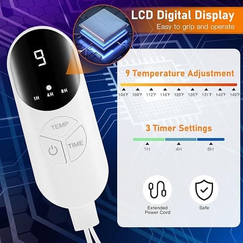 Electric Heated Foot Warmer for Feet, Double Sided Feet Warmer Foot Heating Pad with 9 Levels Temp and 3 Timers, Foot Warmers for Bed, Under Desk, Office, Birthday Christmas Gifts for Women Men(Grey) thumbnail 3