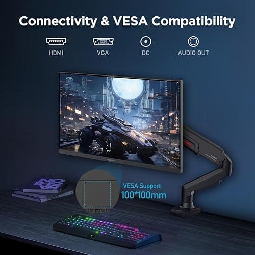 KOORUI 24 inch Computer Monitor, 144Hz IPS FHD (1920 x 1080) 99% sRGB 1000:1,Adaptive Sync,PC Desktop Monitors for Computer,HDMI/VGA Ports,100 x 100 mm VESA Mountable,Eyecare,Black thumbnail 5