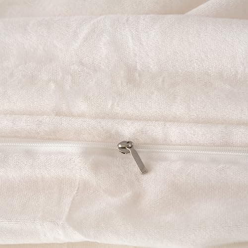 EMME Plush Shaggy White Duvet Cover Set Queen Size 3 Pieces Luxury Fuzzy Comforter Cover Set, Soft Faux Fur Fluffy Winter Bedding Set (White, Queen) thumbnail 8