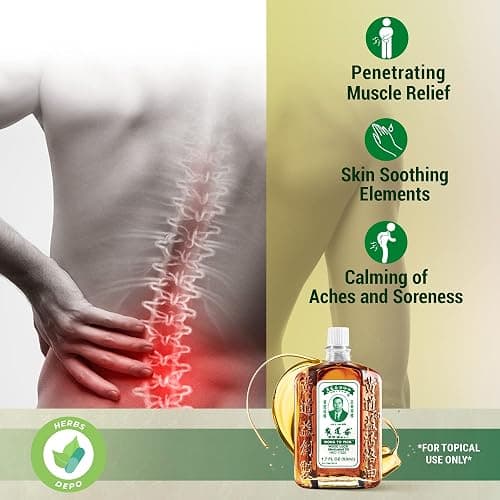 Wong to Yick - Wood Lock Medicated Oil - Herbal Pain Relief for Muscular Aches, Sprains, Shoulder and Back Pain - for Sports Recovery, Soreness - 1.7 Fl Oz - 50 ML (1 Pack) 100% Authentic thumbnail 3