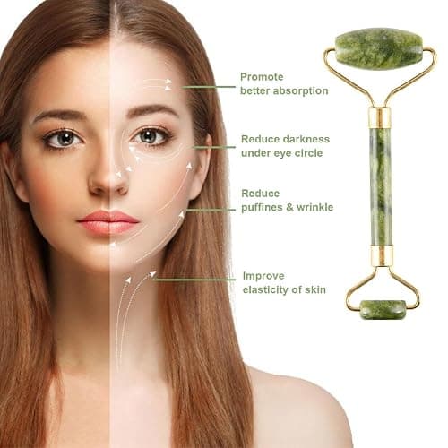 Sbnnfikeb 5Pcs Jade Roller & Gua Sha Facial Tool Set, Natural XiuYan Stone Face Roller and Gua Sha Board Kit, Portable Manual Skincare Massage Tools for Full Body Relax, Self-Care Gift for Women thumbnail 6