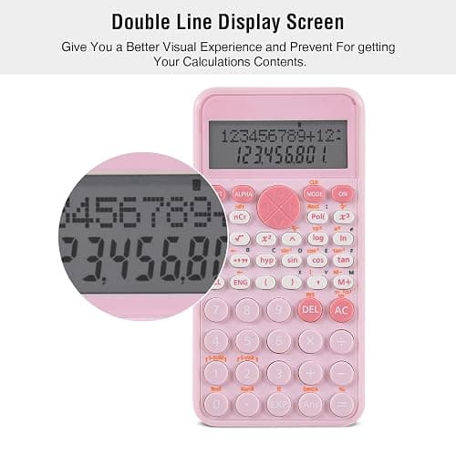 EooCoo 2-Line Standard Scientific Calculator, Portable and Pink School Supplies, Back to School Supplies for Primary Middle High School & College Students thumbnail 7