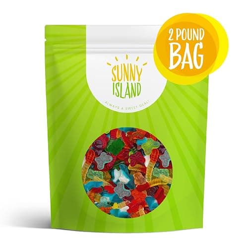 Gummy Candy Mix, Chewy Candy, Assorted Fruit Flavors, 2 Lb Bag | Blue Sharks, Gummi Bears, Gummy Worms & Butterflies, Gummies Bulk thumbnail 4